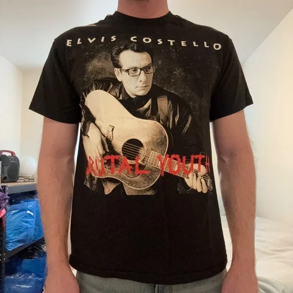 Vintage 1994 Elvis Costello Brutal Youth Tour T-Shirt Mens Large 90s Rock Music - Picture 1 of 9